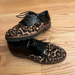NWT Stuart Weitzman Metro Leather CalfHair Brogues